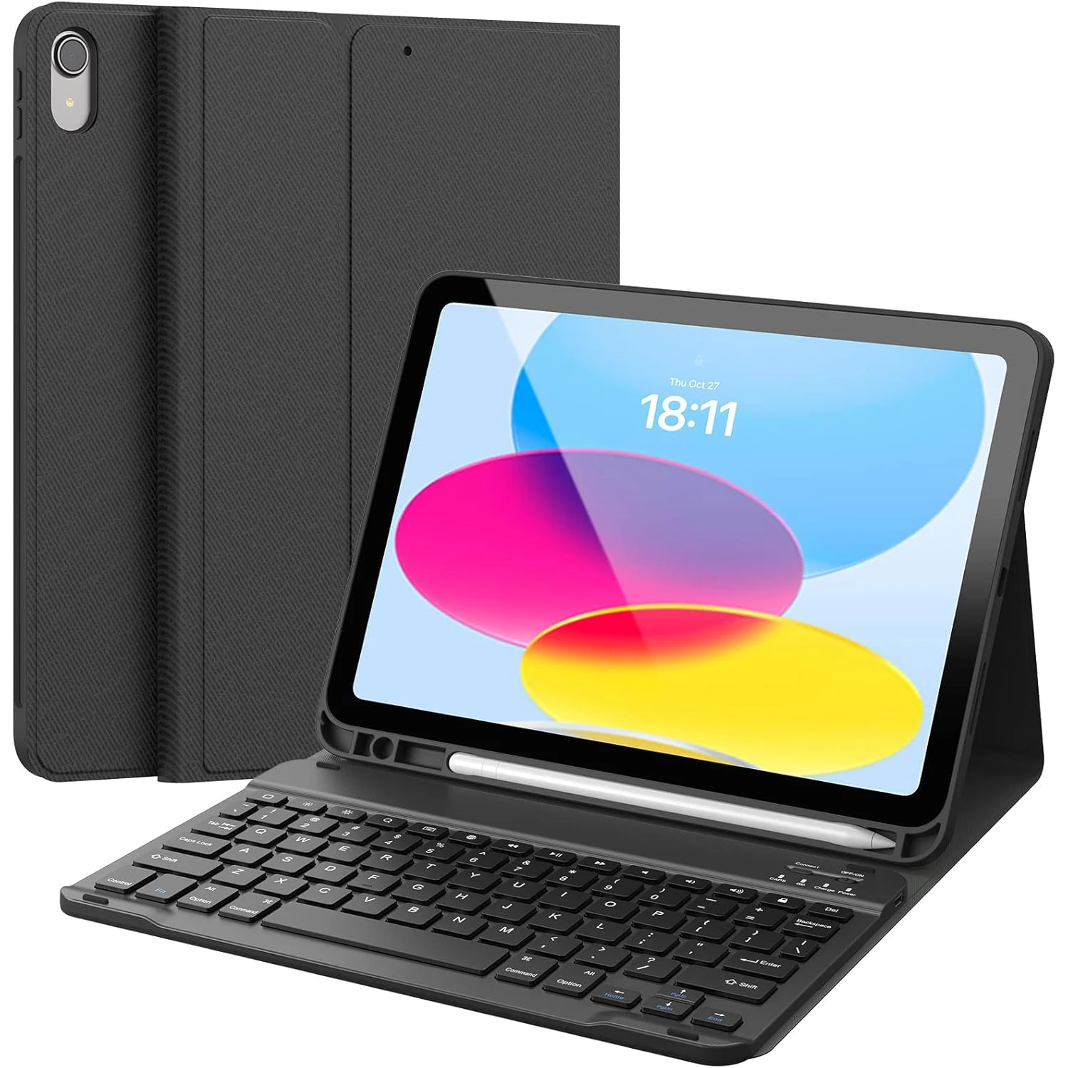 Keyboard Case For iPad 11 (A16) 2025/iPad 10th Generation 2022 10.9inch,Detachable Stand Folio Keyboard Cover With Pencil Holder