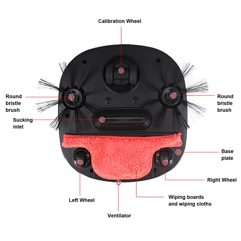 

Robot Vacuum Cleaner Sweeping Cleaner Mop Vacuum Cleaner 3 in 1 Wet Dry Vacuum Cleaner for Home(Black EU Plug)