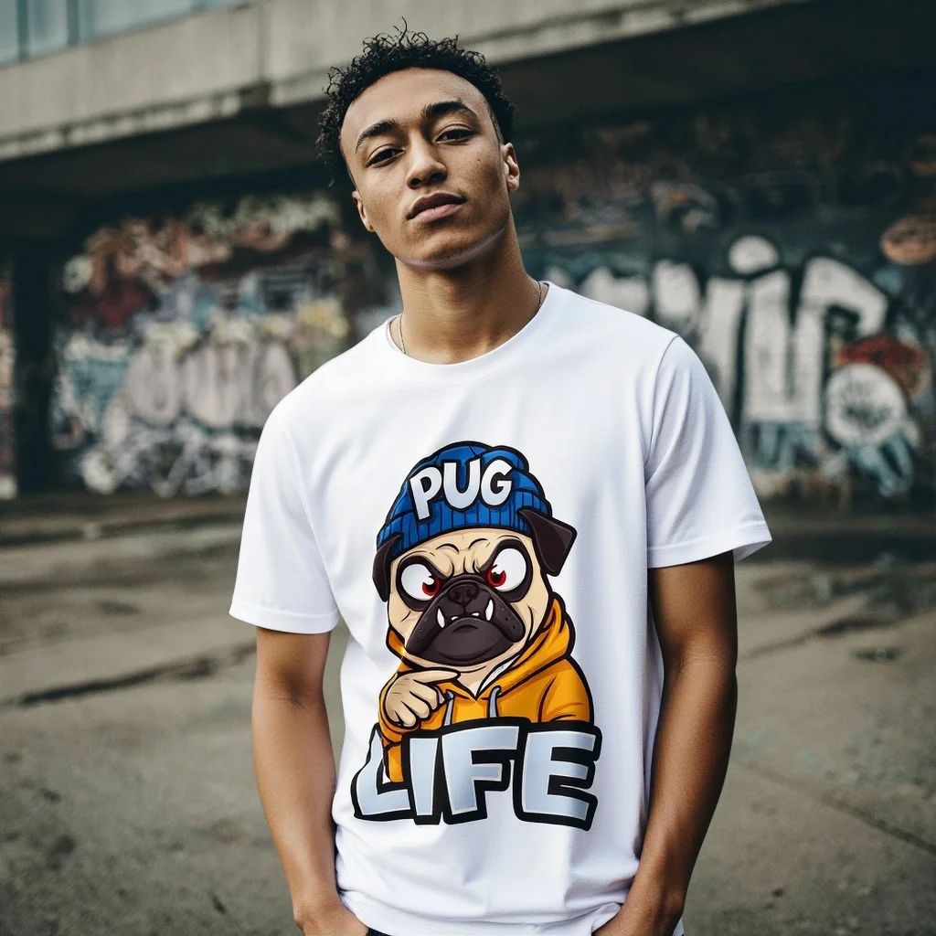 

Teevo Men's Casual T-Shirt Cute Cartoon Dog Graphic Print Urban Streetwear Fashion Top