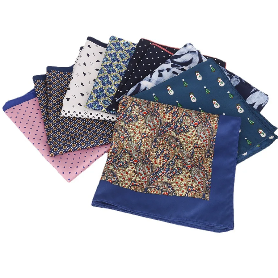 Модный большой шелковистый носовой платок 32 см для мужчин в горошек с цветочным принтом и карманами, повседневный мягкий роскошный белый носовой платок, свадебный костюм, носовые платки