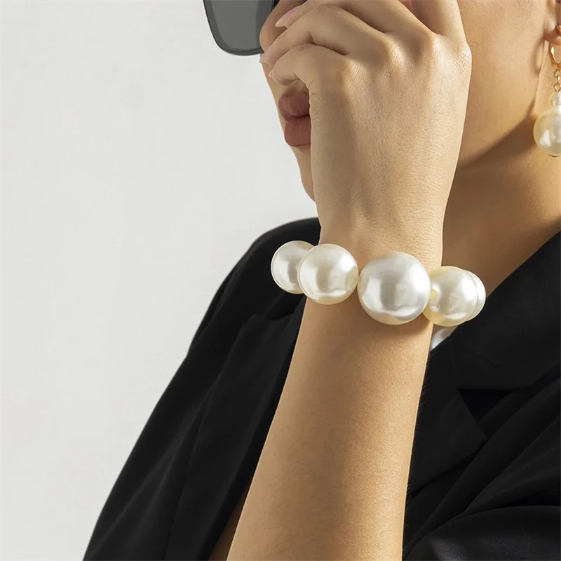 XIALUOKE Necklace Earring For Women Female 2023 Trendy Bead Big Pearls Necklace Wedding Bracelet Party Jewelry Gift