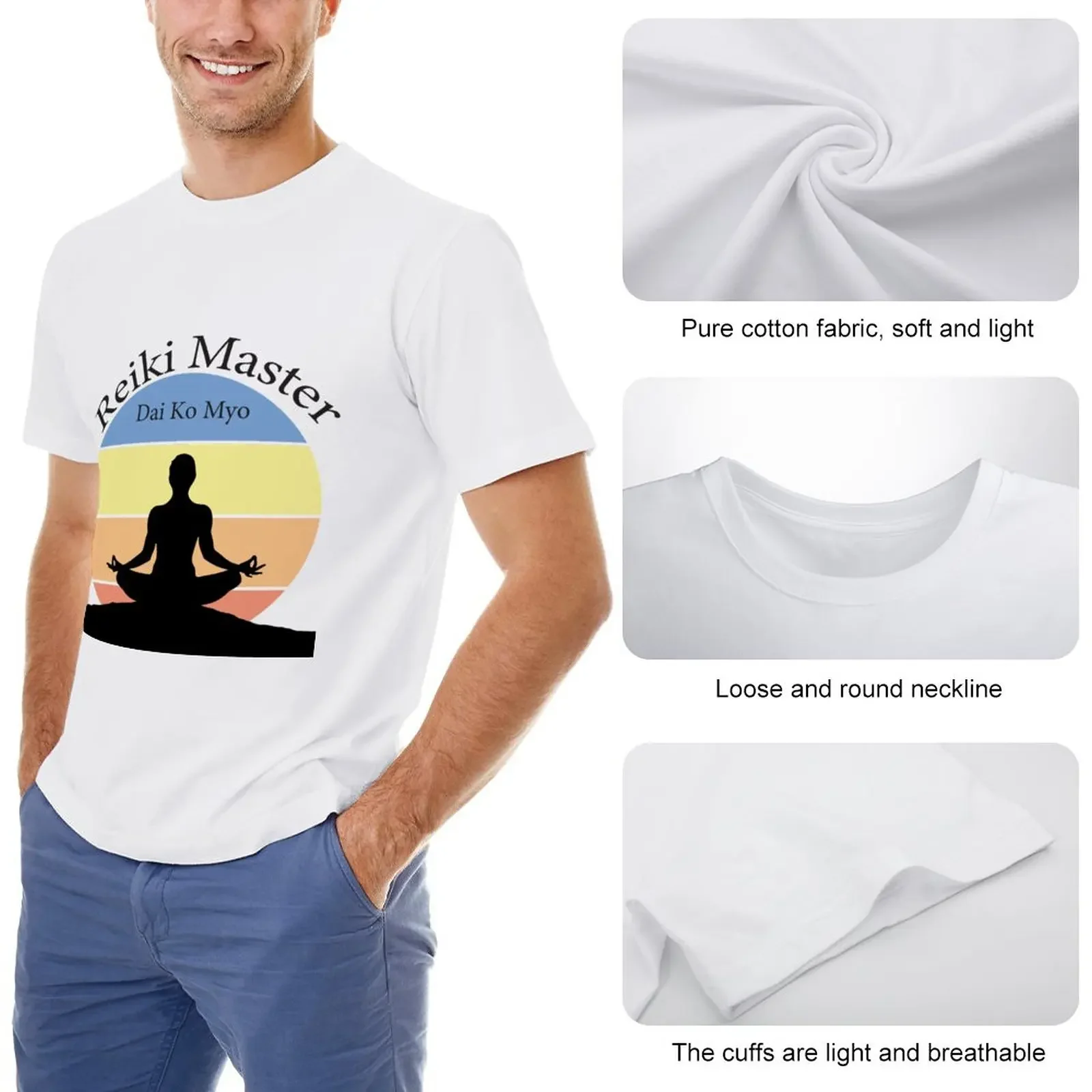 Reiki Master tee T-Shirt rapper graphic tees plus size clothes heavyweights t shirt for men