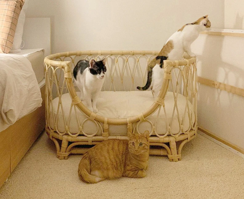 Vine woven pet bed, cat creative dog sofa, rattan chair, personalized baby small rattan bed