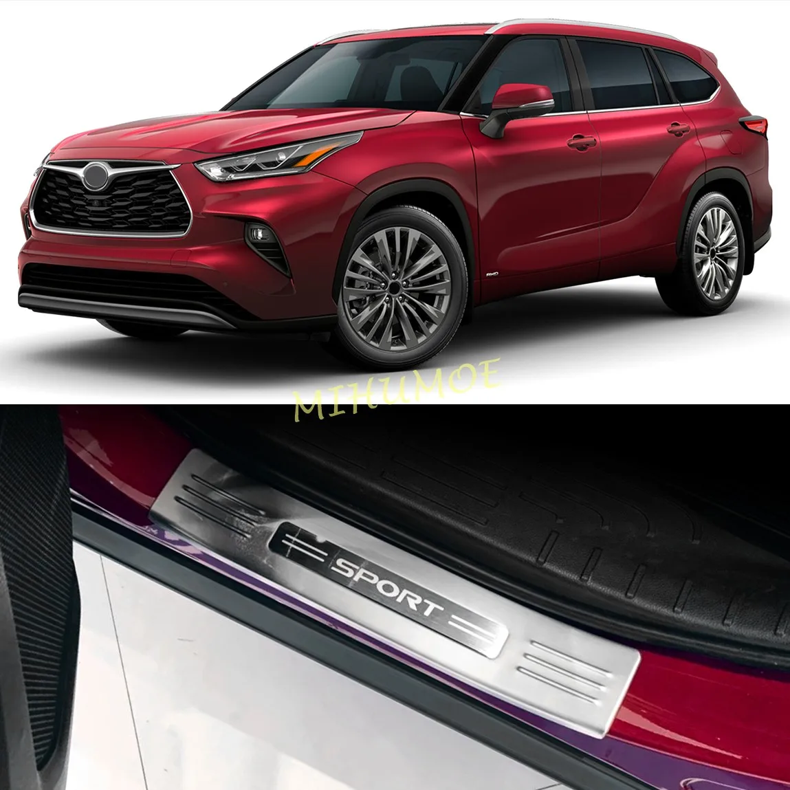 

For 2020-2026 Toyota Highlander Car Door Sill Scuff Plate Pedal Cover Exterior Threshold Protector Auto Sticker Trim Accessories
