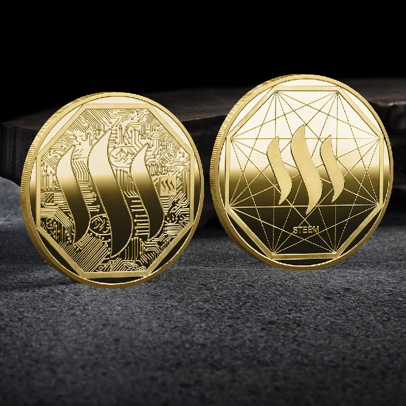 STEEM Crypto Physical Golden Silver Plated Commemorative Coins Collection Art Gift Cryptocurrency Coin Home Decor