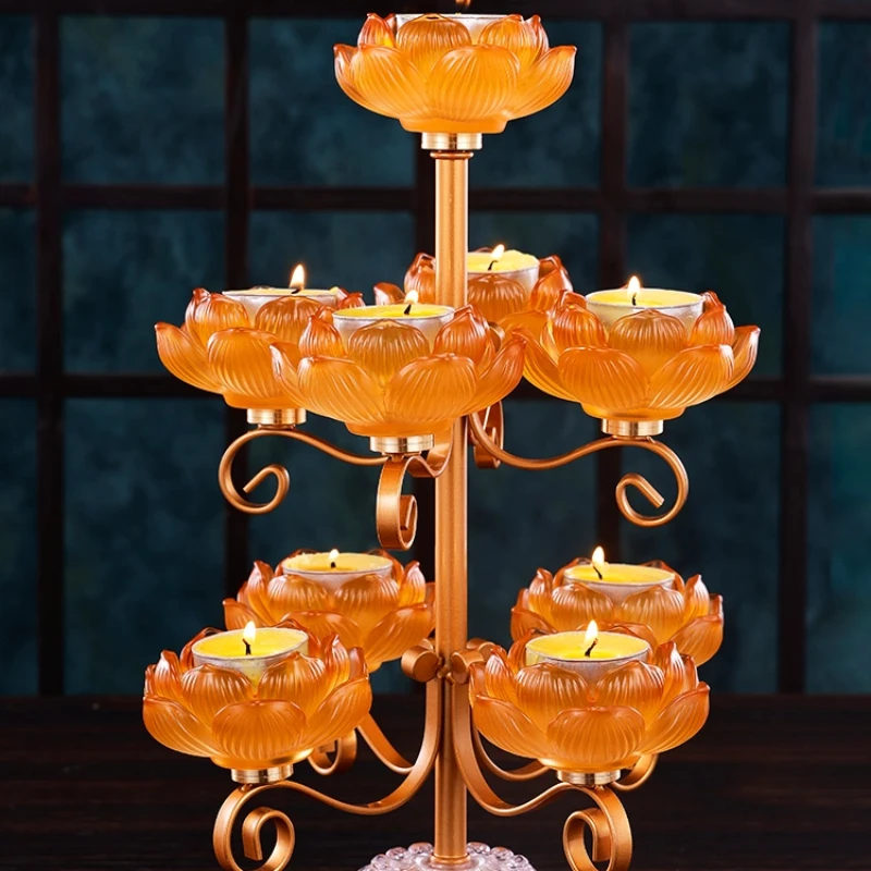 Eight auspicious seven-star lamp holder glass candle ornaments