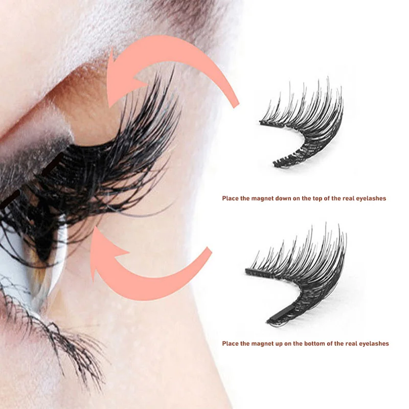 With Clips Magnetic Eyelashes Applicator Dual Magnetic Eyelashes Natural Look Reusable Lashes No Glue 3D False Eyelashes