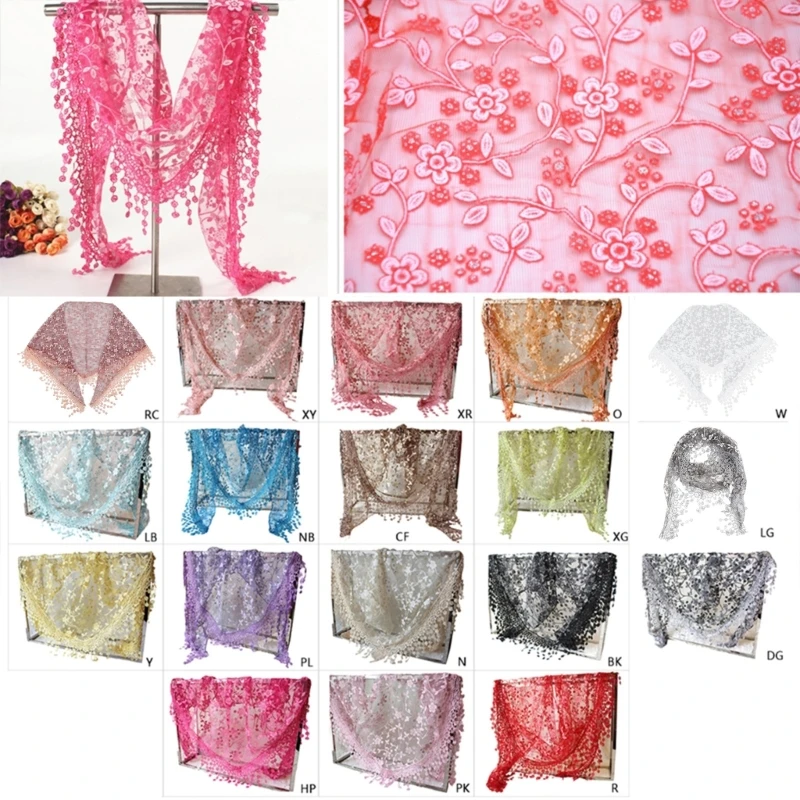 New Women Lace Sheer Floral for Triangle Veil Church Mantilla Scarf Shawl Wrap Tasse