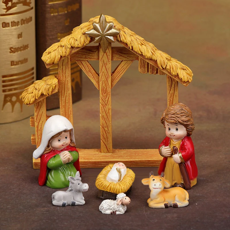 1Set Little People Toddler Toy Nativity Set Kids Pretend Play Set For Christmas Decoration Kids Xmas New Year Gift