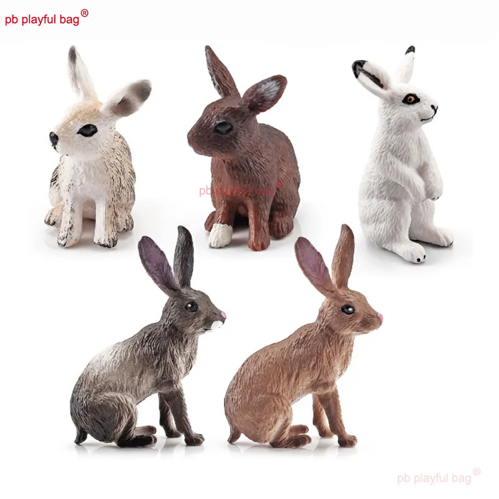 6PCS Simulated Zoo Action Figure Forest Wild Rabbit Mini Animal Model Ornament Solid Static Rabbit Educational Toys Gift ZG376