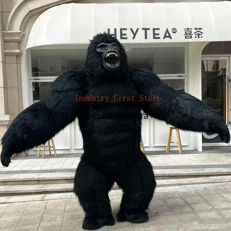 2.6M Black/white Gorilla King Kong Inflatable Garment Mascot for Adult Halloween orangutan Cosplay Costume