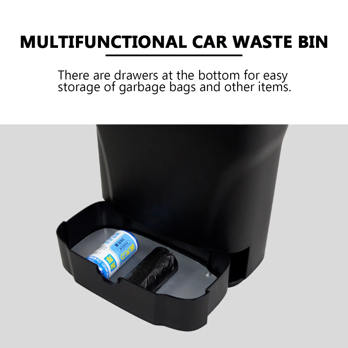 

1pc Car Trash Can Premium Abs Portable Dustbin Space-Saving Multifunctional Storage Box For Vehicle Home Office Auto Garbage