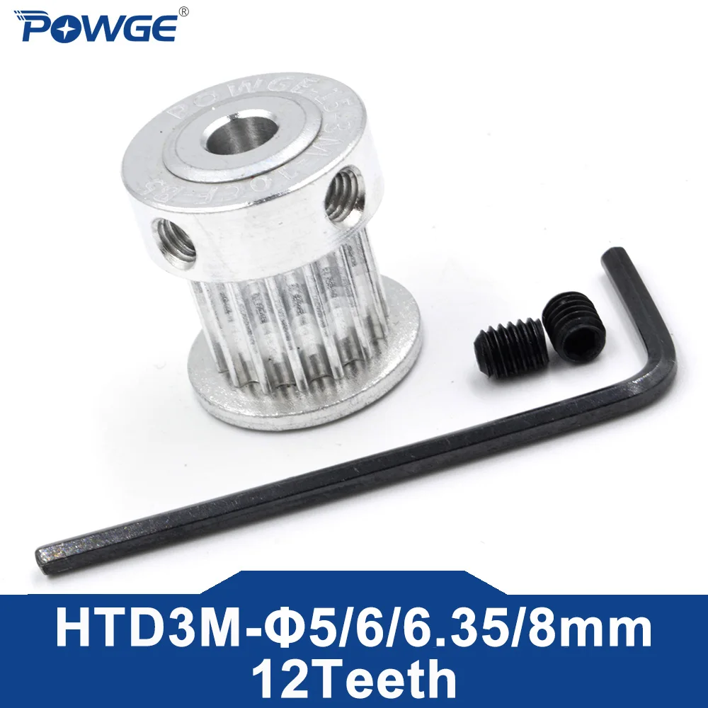 

POWGE 50PCS 12 teeth HTD 3M Timing Pulley Bore 5/6/6.35/8mm for HTD3M belt width 15mm 12Teeth