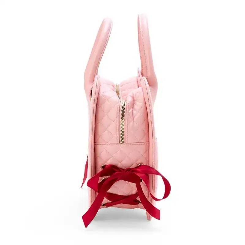 かわいいハローキティピンクのリボン付き携帯電話バッグ、アニメ周辺グッズハンドバッグ、PU素材のキュートでスイートな大容量バッグ、女性への誕生日プレゼント