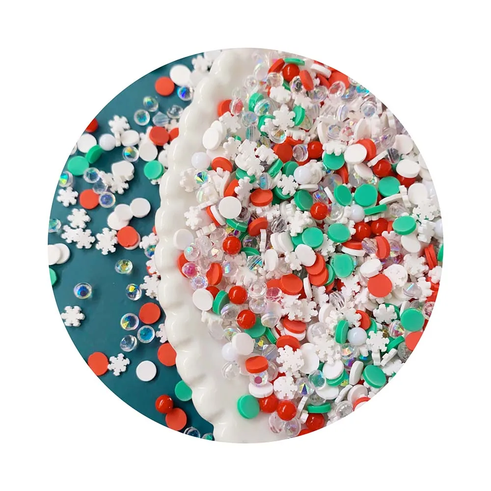 Snowflake Green Red Dot Clay Slices Mixed Diamond Christmas Series Sprinkles Soft Pottery for DIY Crafts Accessories