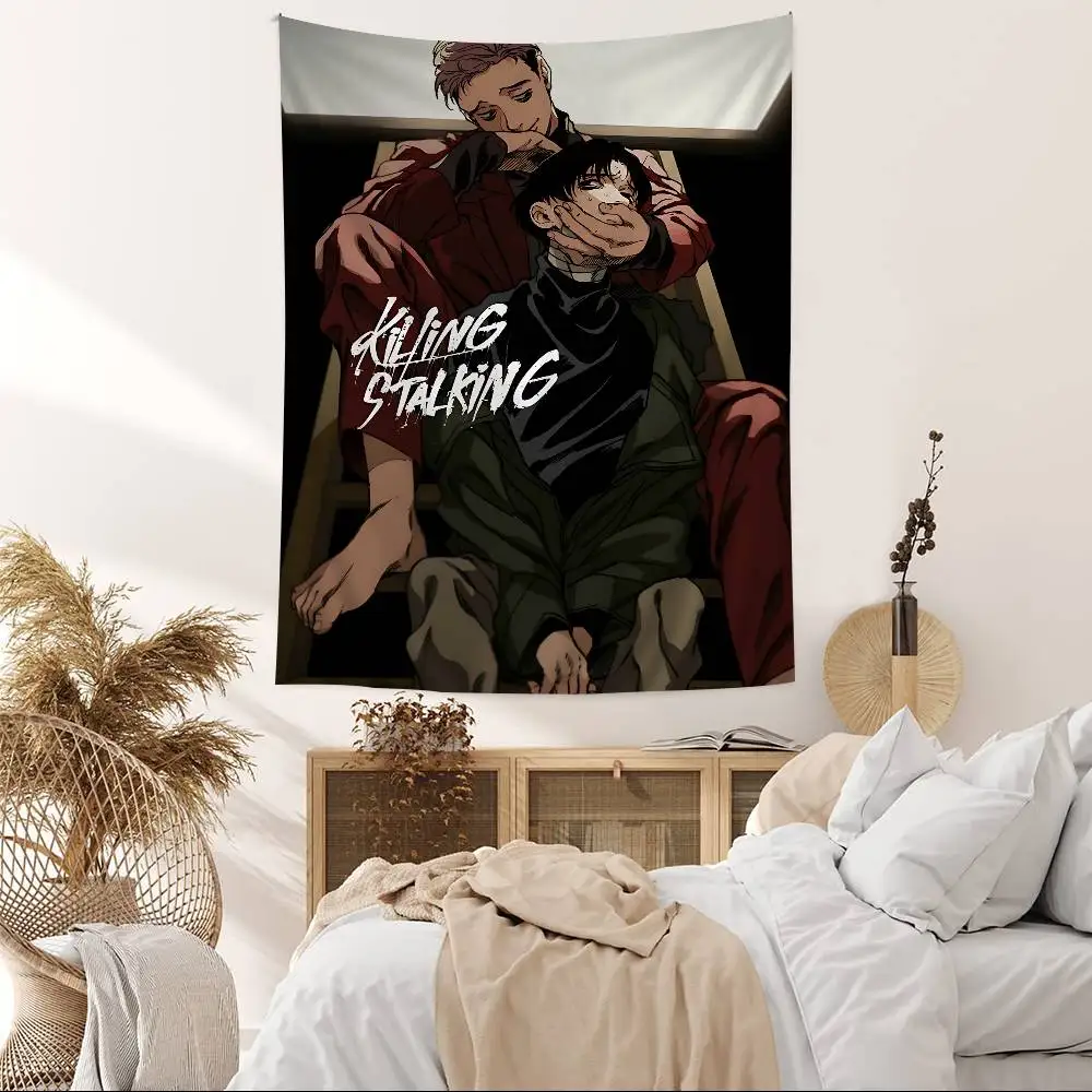 Anime Killing Stalking Wandteppich Kunstdruck Japanischer Wandbehang Anime Wanddekoration Heimdekoration