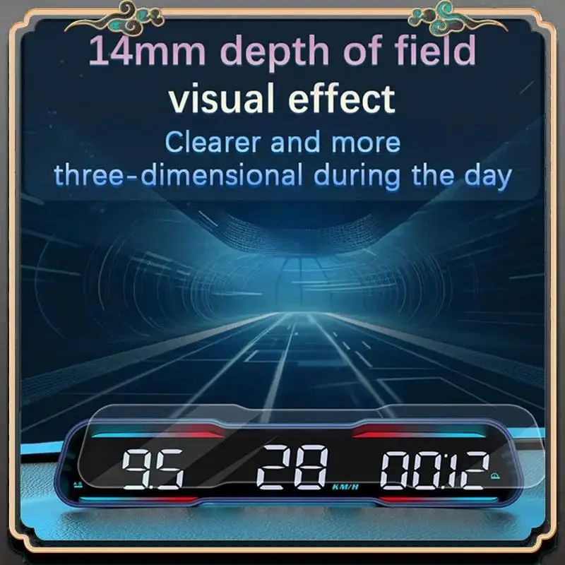 

M45K-G19 HUD Head Up Display Speedometer Car Speed Gauge MPH Overspeed Alarm Driving Angle Time Compass Driving Alarm