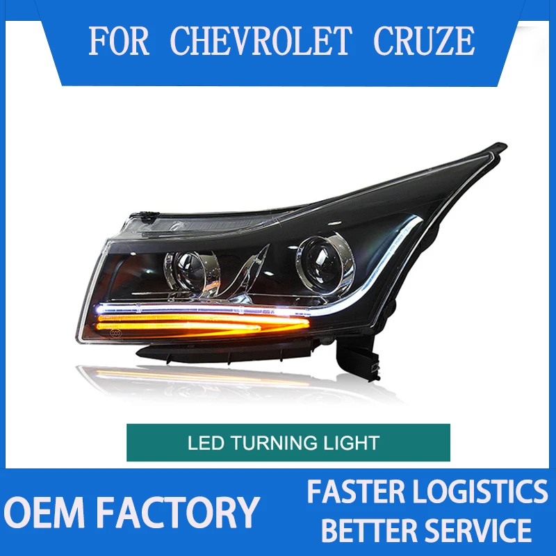 

1 пара светодиодных фар в сборе для Chevrolet Cruze 2009-2013, Plug and Play со светодиодными DRL, задние задние фонари с сигналом поворота