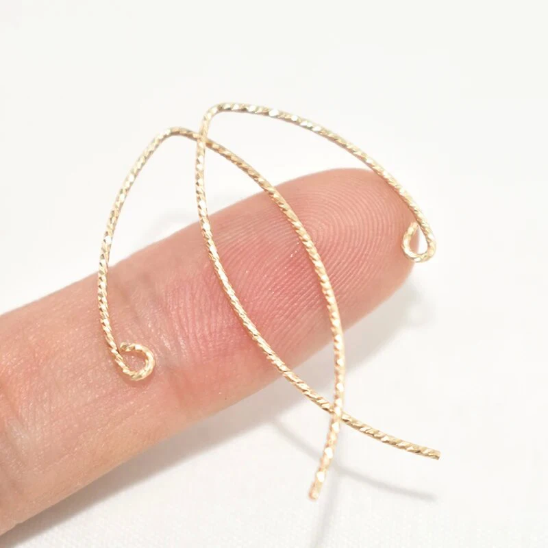 14K Gold Filled V Shape Ear Wire (.76mm) Sparkle Gold Ear Wire DIY Jewelry Making Earrings Accessories for Drop Earrings