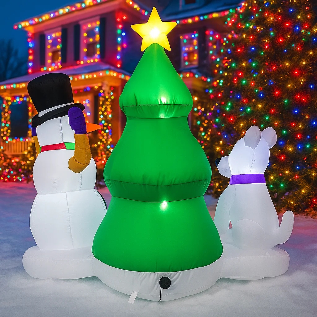 1,8 м/5,9 фута надувная рождественская елка, снеговик, щенок, светодиодные украшения для дома, игрушки, двор, рождественские праздничные принадлежности, уличный декор