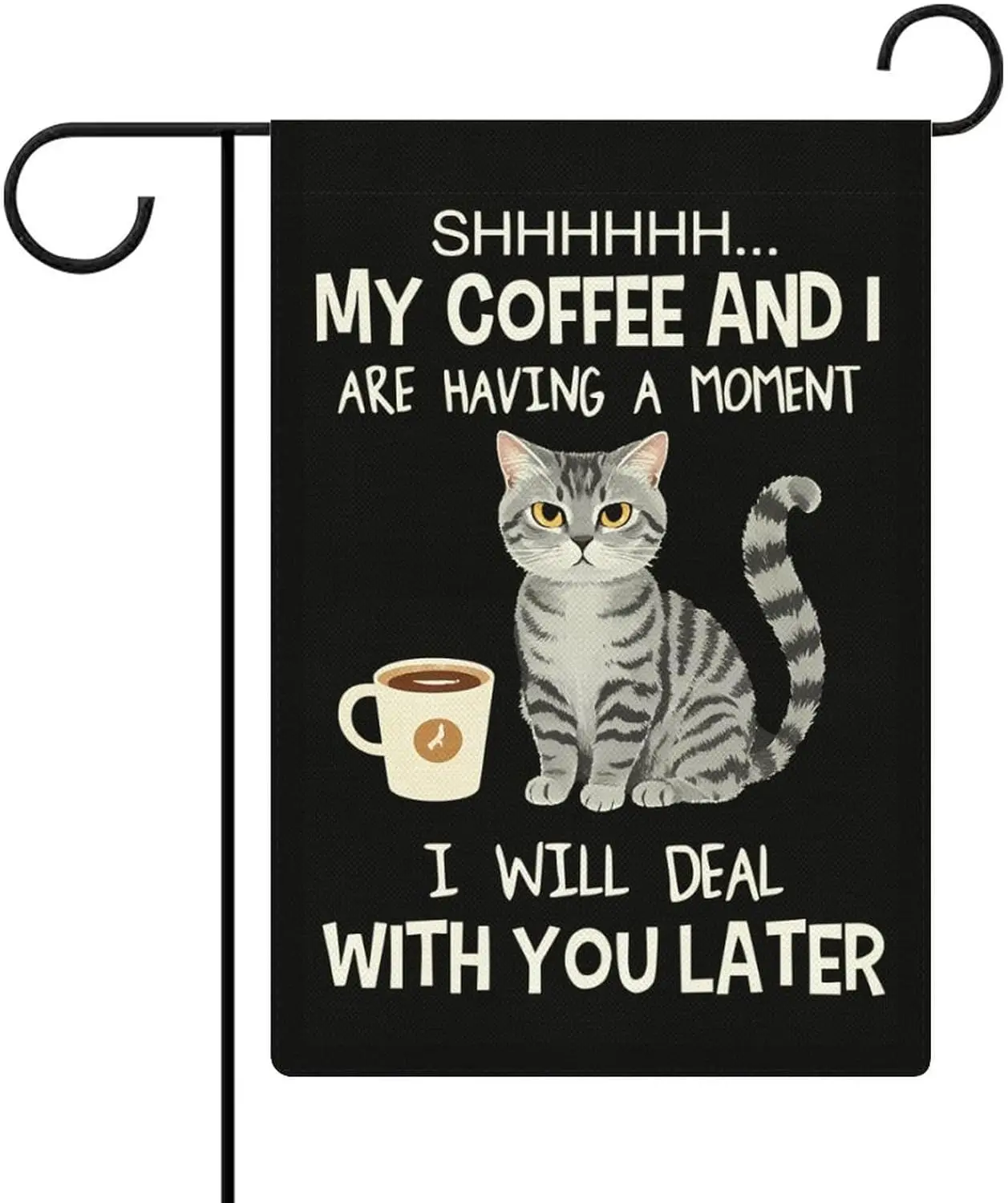 Coffee Cat 2 Garden Flag Double Sided Small Flag for Outdoor 12x18 Inch Welcome Holiday Decorations ZZM