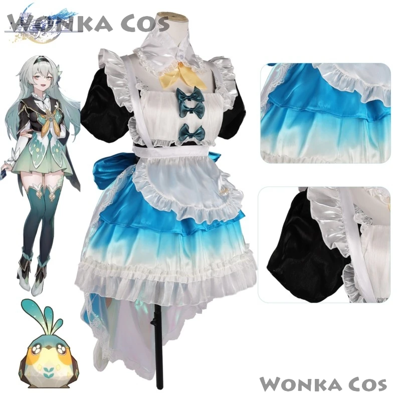 Jeu Honkai Star Rail Cosplay pour femme, robe de femme de chambre Firefly, perruque Lolite, costume d'Halloween