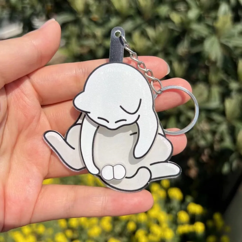 Creative Pull Play Egg Cat Keychain Fidget Toys Cute Funny Rotatable Acrylic Bag Pendant for Women Keyring Purse Bag Accessories