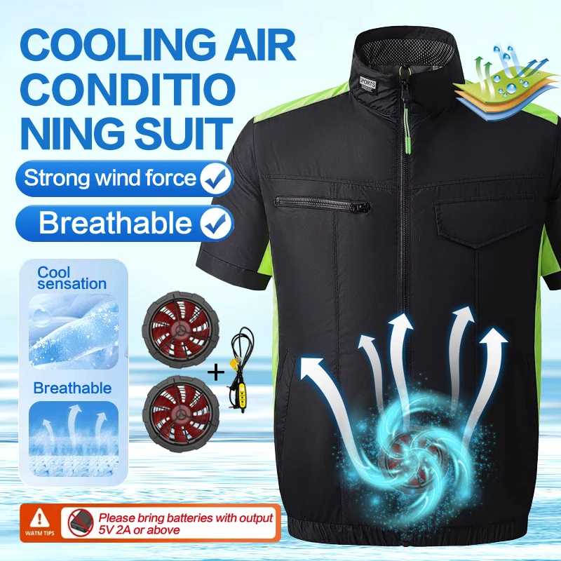 New Summer Air-Conditioned Clothing, Outdoor Casual Work Clothes, Cooling and Heatstroke Prevention Clothing, Short Sleeves
