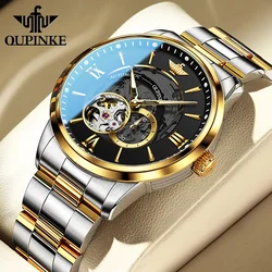 OUPINKE Men's Watches Watperoof Luminous Skeleton Hollow Stainless steel Starp Watch for Men