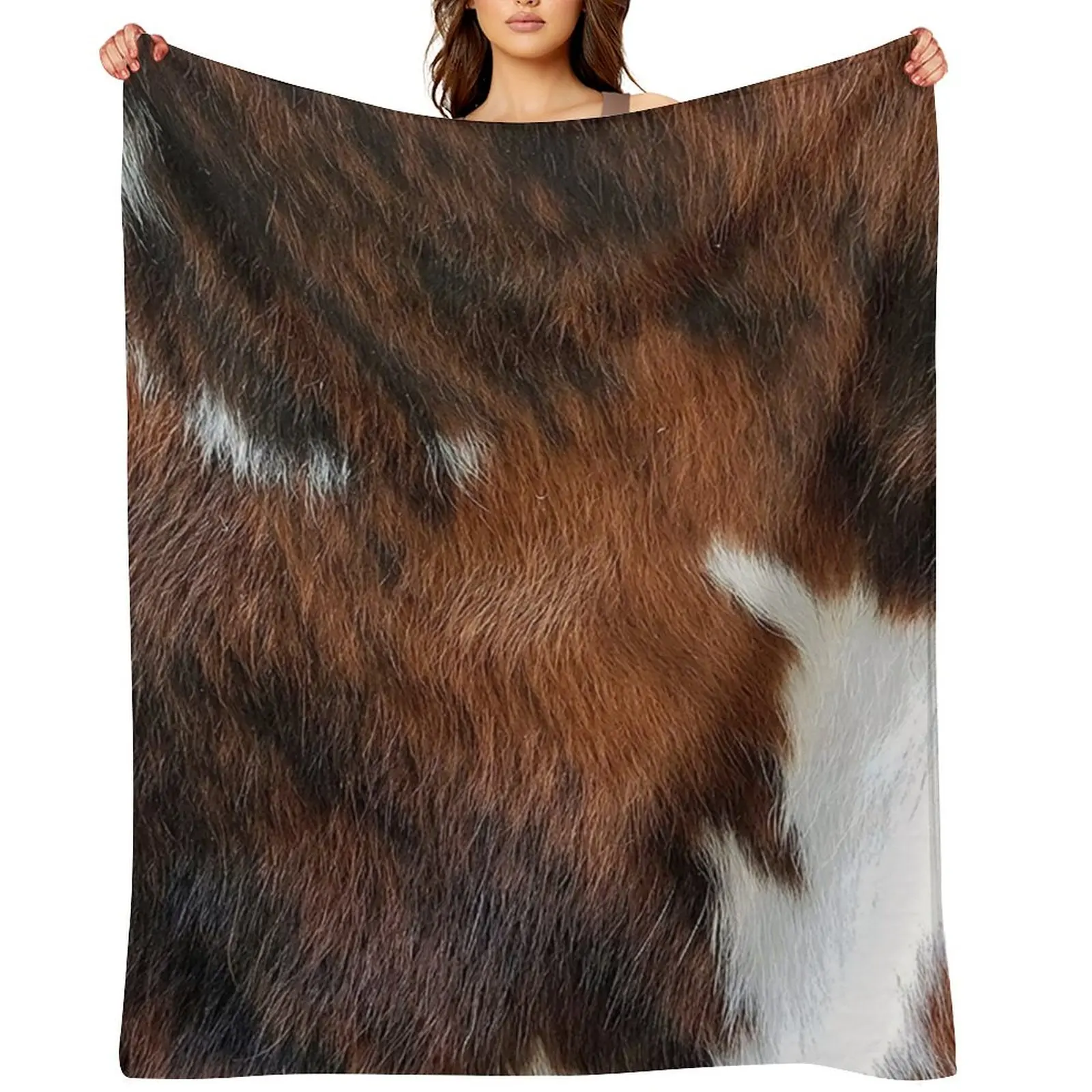

Multicolored Brown Cow Print Throw Blanket Luxury Brand funny gift Plush for winter Blankets