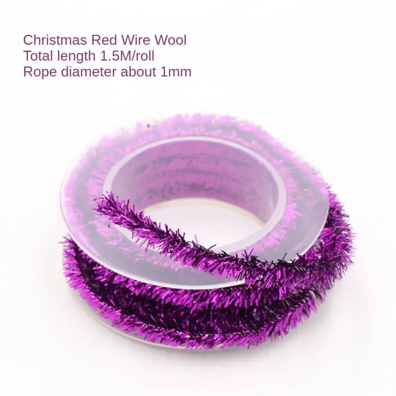 Color Strips Wire Garland Tinsel Hanging Rattan Christmas Tree Ornament Wedding Birthday Party Colorful Ribbon