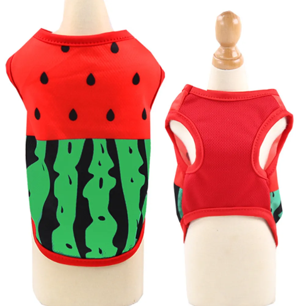 Adorable Watermelon Pattern Dog Vest Small Breed Pet Clothes Soft Cloth Material Stylish Colorful Design for Photos Walks