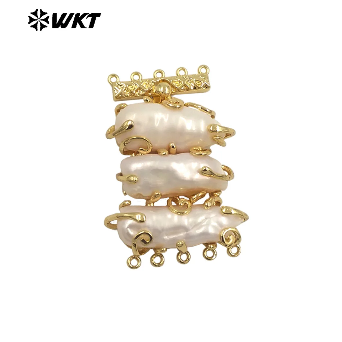 WT-JP398 Wholesale Freshwater Pearl Pendants Irregular Natural Size With Gold Plated Ten Hoops For Necklace Jewelry Design