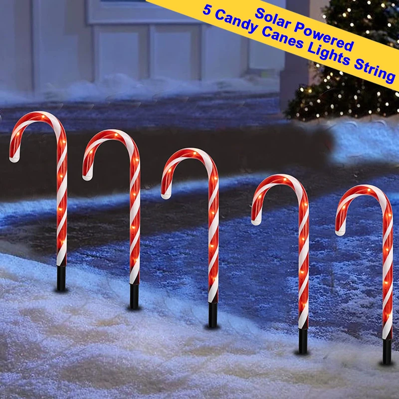

Solar Candy Cane Lights, solar powered Christmas Garden Outdoor Pathway Markers Lights with 8 modes for Garden Patio Yard Decor