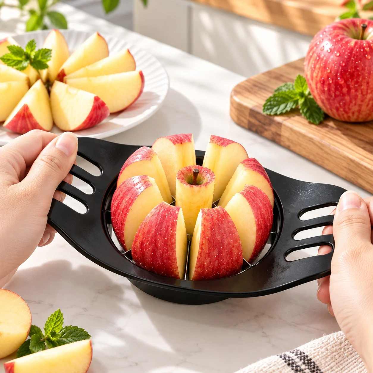 1PC Apple Slicer Cutter Stainless Steel Blade Apple Corer Slicer Quick Cut Apple Divider Fruit Cutting Tool Kitchen Gadget