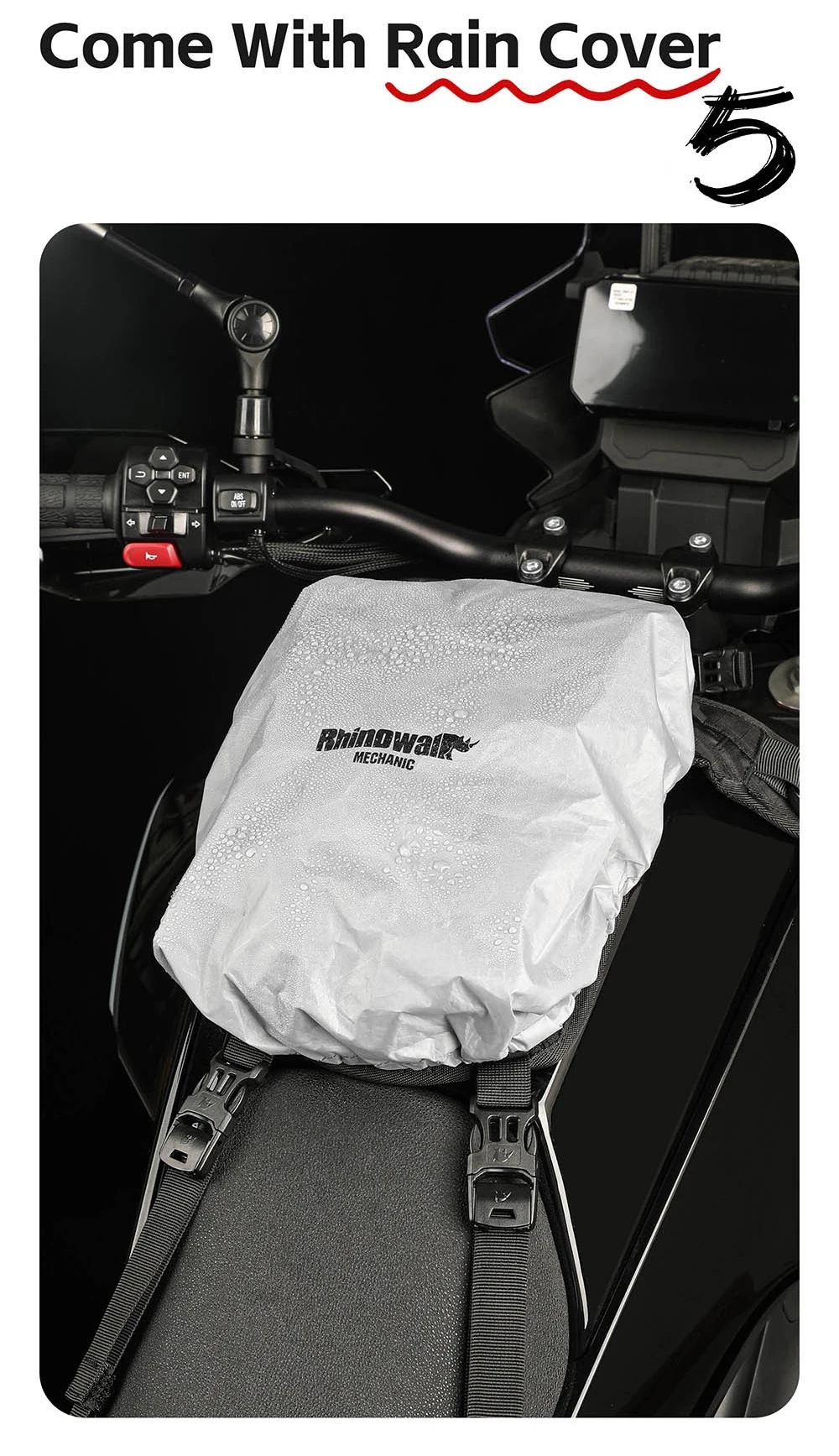 Rhinowalk Motorrad-Hüfttasche mit Drop-Bein, 2,4 l, mehrere Taschen, Motorrad-Tanktasche, nicht magnetische Riemeninstallation – Detail 16