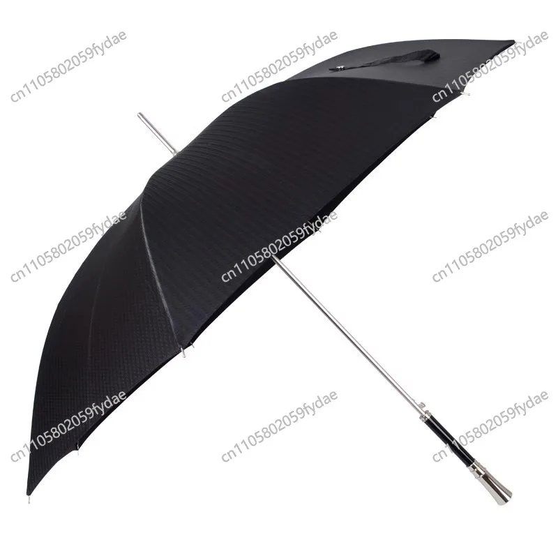 Light Luxury Long-handled Umbrella, High-end Alloy Handle Straight Rod Umbrella, Weather and Rain, Strong Wind-resistant Fiber