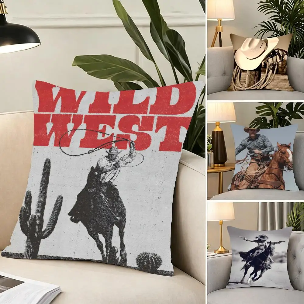 Culture West Cowboy Cushion Cover Portable floor cushion for travel Yoga Minimalist text 2way tricot