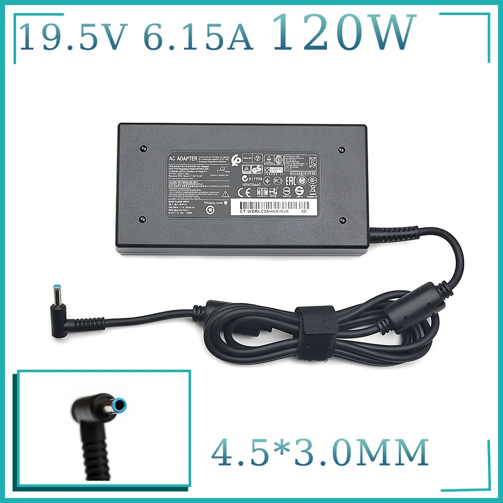 

120 Вт 4,5*3,0 мм 19,5 В 6,15 А адаптер зарядного устройства для ноутбука HP ENVY 15 17 710415-001 15-5102na 15-AX033 HSTNN-CA25 Блок питания
