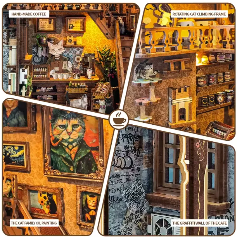 OUZEY Sweet Dreams Book Nook DIY, 3D warmgekleurde houten huisje, gezellige plank decor cadeau voor tieners