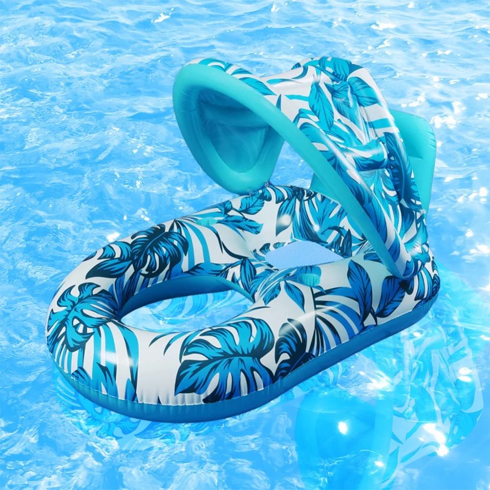 swimming-pool-mattress-with-sunshade-inflatable-water-sleeping-bed-pvc-floating-lounger-air-mattress-outdoor-swimming