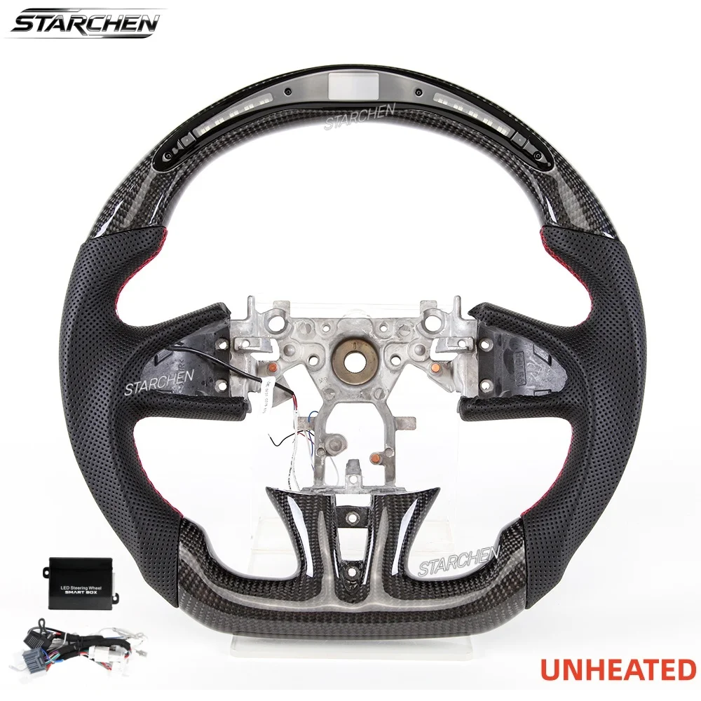 LED Real Carbon Fiber Steering Wheel for Infiniti 2013-2017 Q50 with LED Shift Indicator (Non-heated)