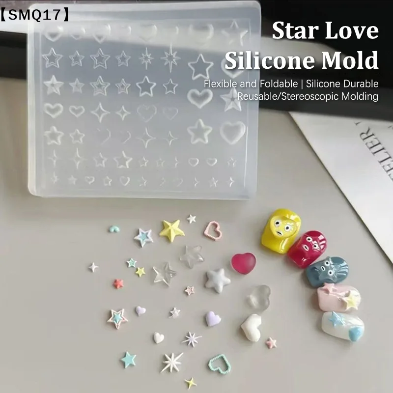 Starburst Star Heart Bow Tie Jellyfish Shell Flower Snowflakes Bowknot Nail Art Accessories Silicone Carving Mould Template【SMQ】