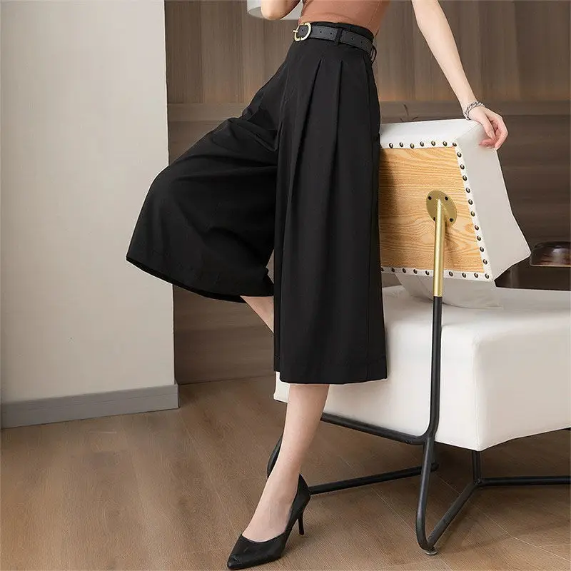 

Women’s Fashion Elegant High Waist Wide Leg Pants Office Lady Casual Solid Loose Straight Trousers Summer Keep Slim C129
