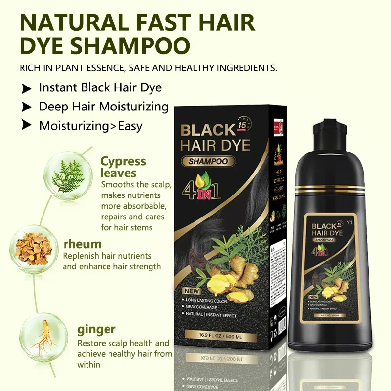 MEIDU 30ml / 500ml 4 in 1 Instant Black Hair Dye Shampoo White Covered with 7 Colour Female Male Herbal Ingredients Styling