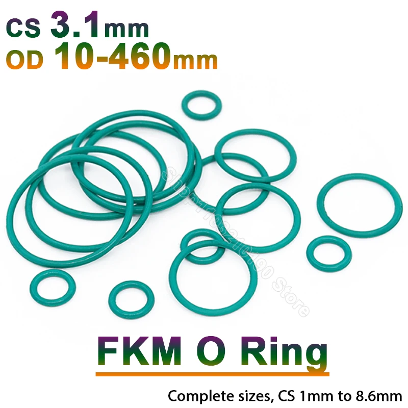

Зеленые уплотнительные кольца FKM, уплотнительная прокладка CS 3,1 мм, изоляционное масло, устойчивое к высоким температурам, водонепроницаемое фторсодержащее резиновое уплотнительное кольцо OD 10-460 мм
