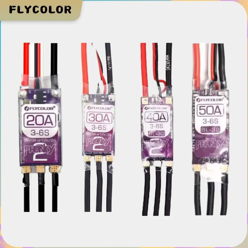 FLYCOLOR Francy 2 Brushless ESC 20A 30A 40A 50A BLHELI-32 BL32 3-6S Speed Controller 5V/3A 12V/2A For RC Plane Airplane Francy2