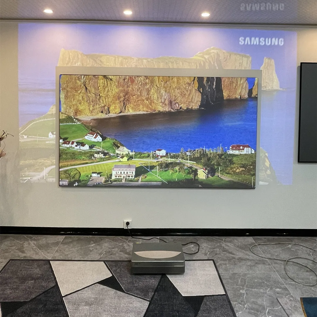 Pantalla de proyección de marco de cristal negro PET de rechazo de luz ambiental, 72 "-2024", nuevo, 120