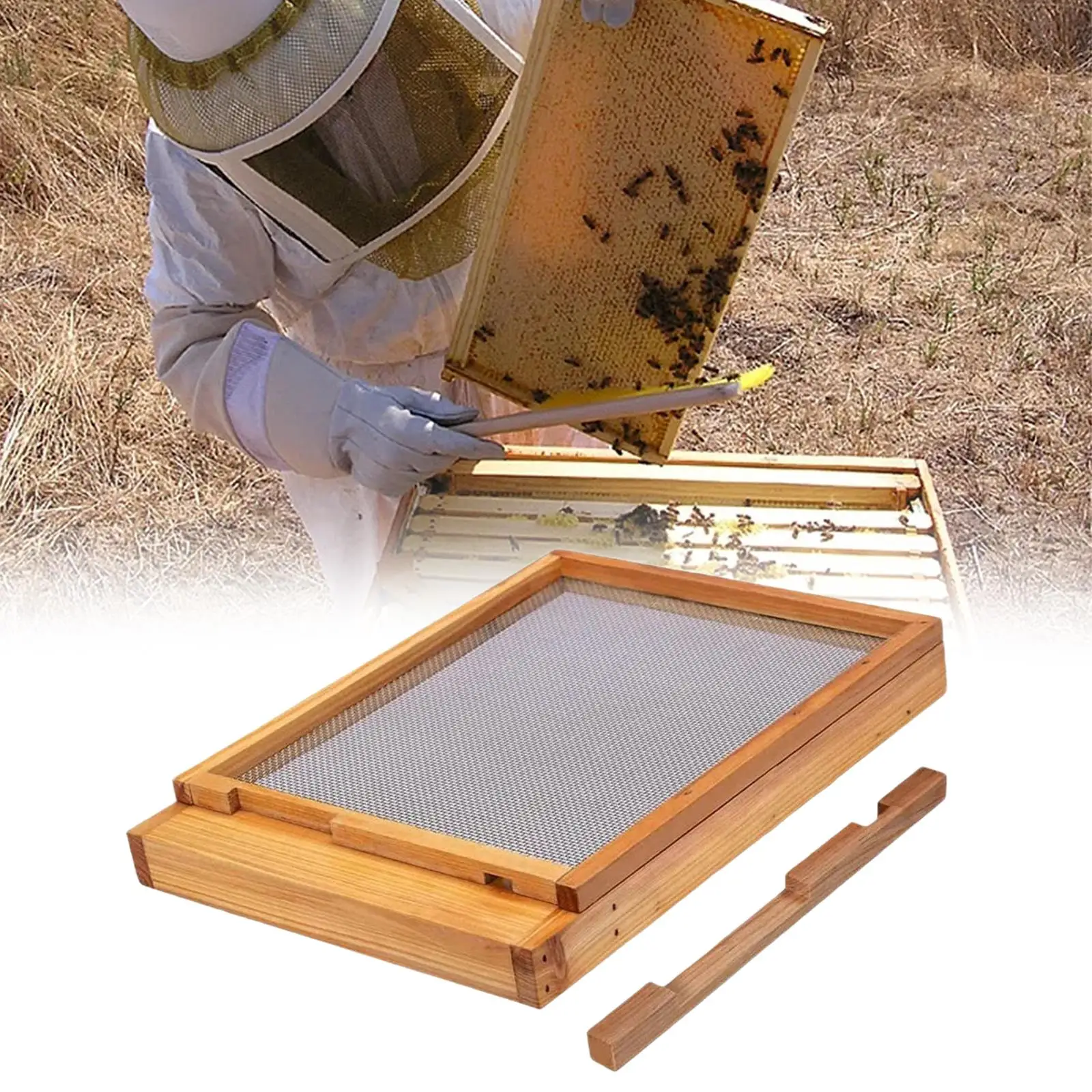 Beehive Screened Bottom Board Bee Hive Base Bee Hive Boxes Starter Kit Removable Insert Wood Bee Hive Screened Bottom Board