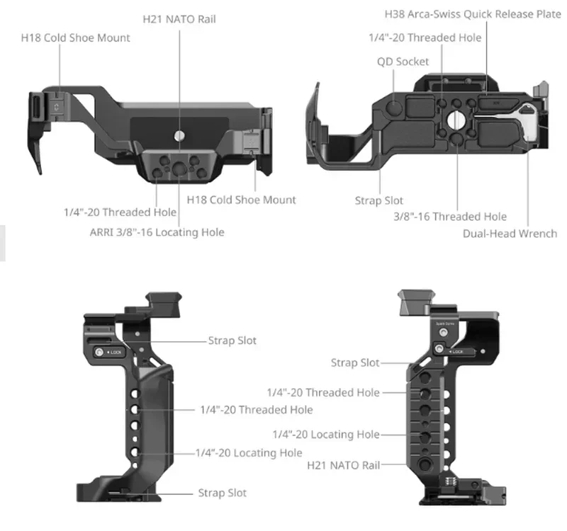 

2026 For SmallRig 4903 Aluminum Alloy Cage Kit for LUMIX S1R II with Top Handle Cable Clamp & Handheld Support